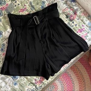 Gorgeous Black Paper Bag Gap Shorts with Belt